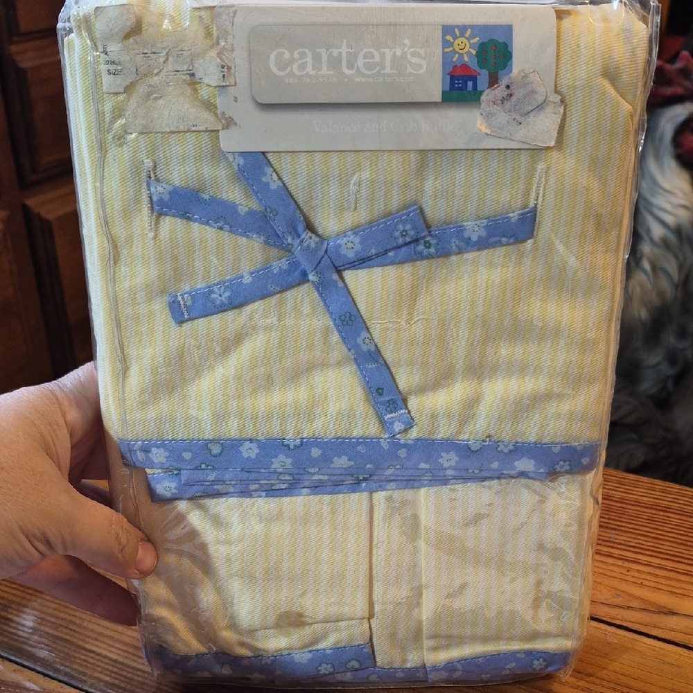 Carter's Yellow and Blue Striped Valance And Crib Ruffle  Baby Crib